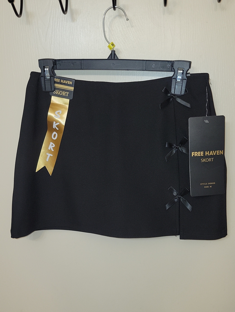 Black Mini Skort with Side Bow Accents